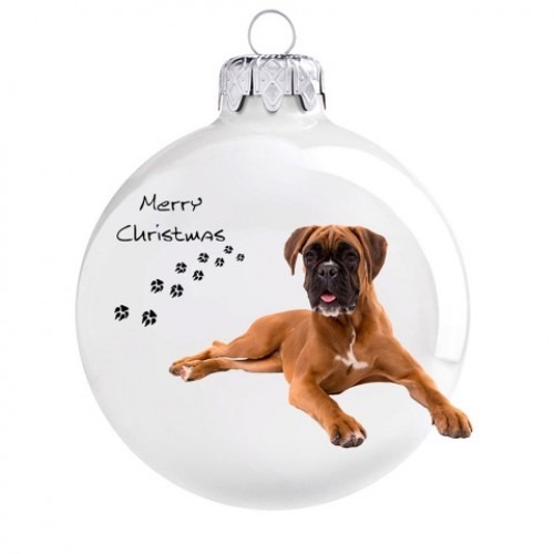 Boxer kutya mintás karácsonyi gömb szett