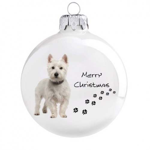 Westie kutya mintás karácsonyi gömb szett