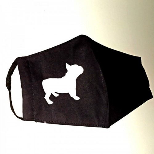 Francia bulldog mintás fekete varott maszk