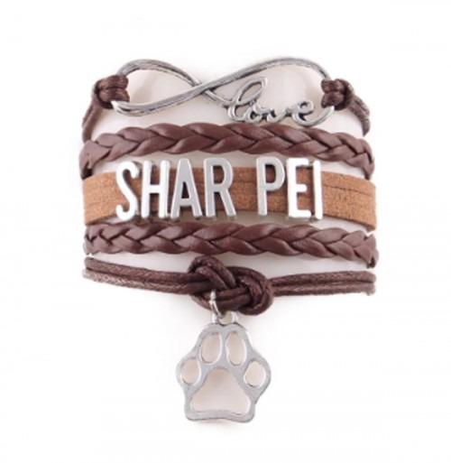 Bőr karkötő Sharpei kutya rajongóknak