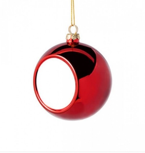 Karácsonyi egyedi fényképes piros gömb