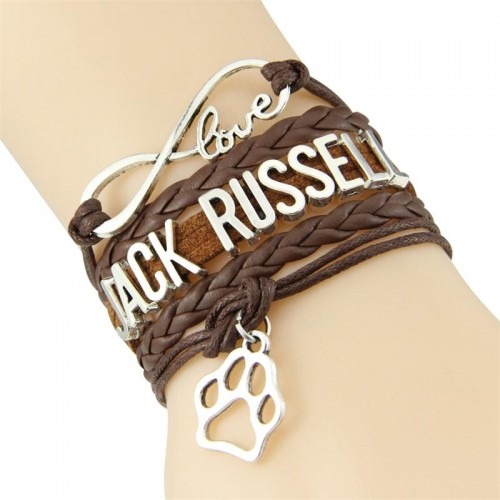 Jack Russel kutya feliratos bőr karkötő