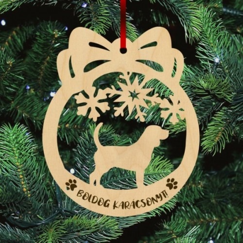 Beagle kutyás fa karácsonyfa dísz