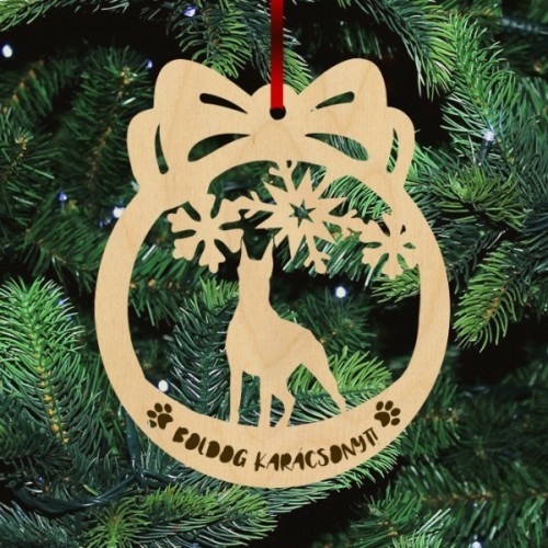 Dobermann kutyás fa karácsonyfa dísz