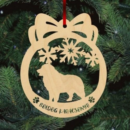 Berni pásztorkutyás fa karácsonyfa dísz