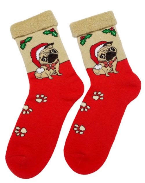 Mopsz kutya mintás karácsonyi zokni